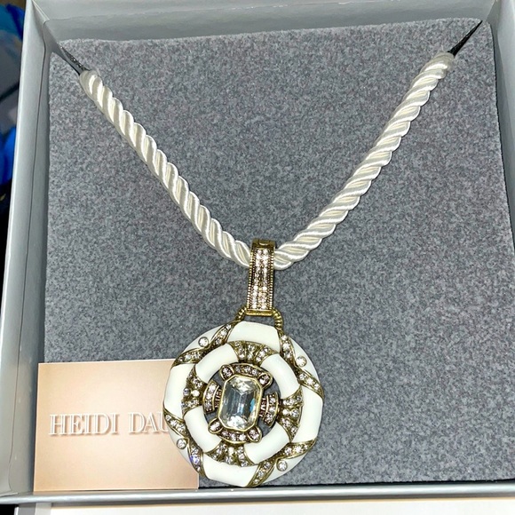 Heidi Daus Jewelry - “Newport Chic" White Enamel Crystal Corded Necklace by Heidi Daus